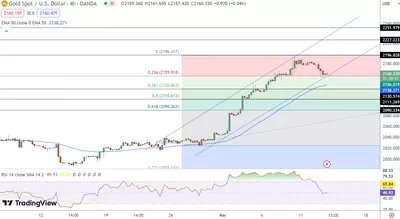 13/03 Prévision du cours de l'or aujourd'hui : point pivot à 2160 $ pour l'Or suite aux spéculations sur la baisse des Taux