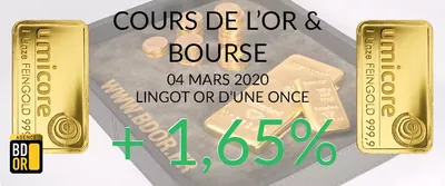 Cours de l'Or du 04 Mars 2020