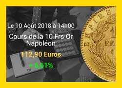 Cours de l'Or du 10/08/2018