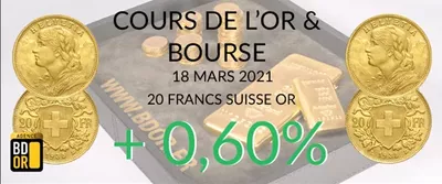 Cours de l'Or du 18 Mars 2021
