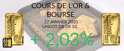 Cours de l'Or du 27 Janvier 2020