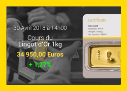 Cours de l'Or du 30/04/2018