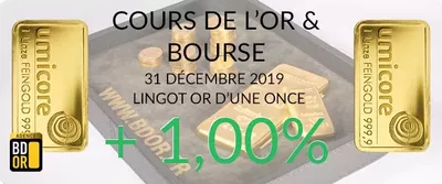 Cours de l'Or du 31 Décembre 2019