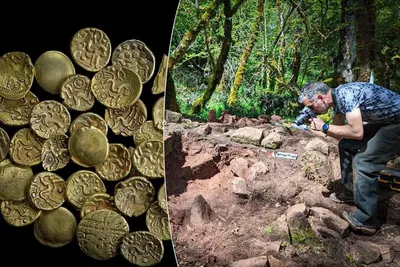La découverte de pièces d'or et d'argent cachées dans une forêt laisse les archéologues sans voix.