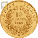 10 Francs Or Napoleon III Grand Module Revers