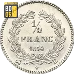 1/4 Franc 1834 Louis Philippe Ier