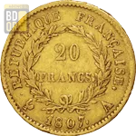 20 Francs Napoléon 1er Lauré République Revers