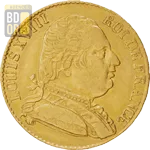 20 Francs Or Louis XVIII Buste habillé en Exil