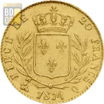 20 Francs Or Louis XVIII Buste Habillé Revers