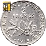 Piece 2 Francs 1915 Semeuse 