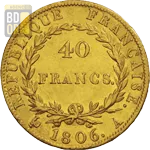 40 Francs Or Napoléon Ier 1806 revers
