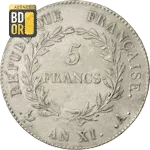 5 Francs Napoléon 1er Consul An XI