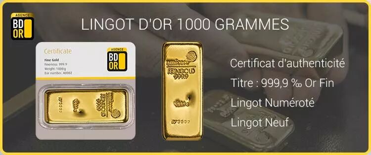 Lingot d'Or 1 kg - Cours Prix Lingots Or - Gold Bullion - Bdor