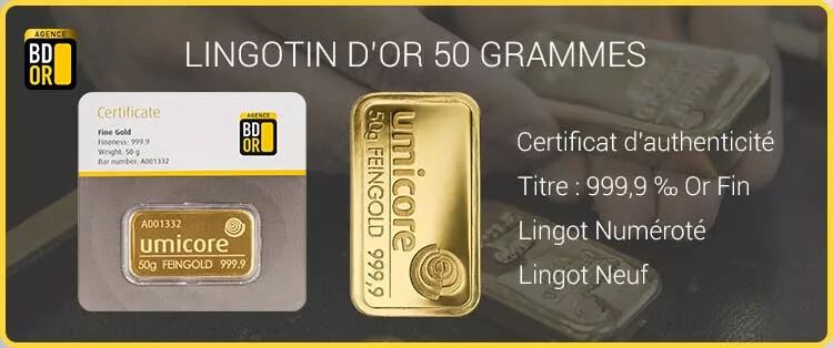 Lingotin d'or 50 Grammes