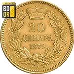20 Dinars Or Union Latine Milan I 1879