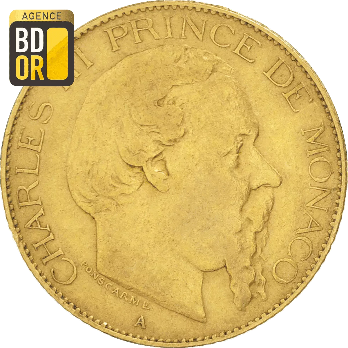20 Francs Or Monaco Charles III Union Latine Avers