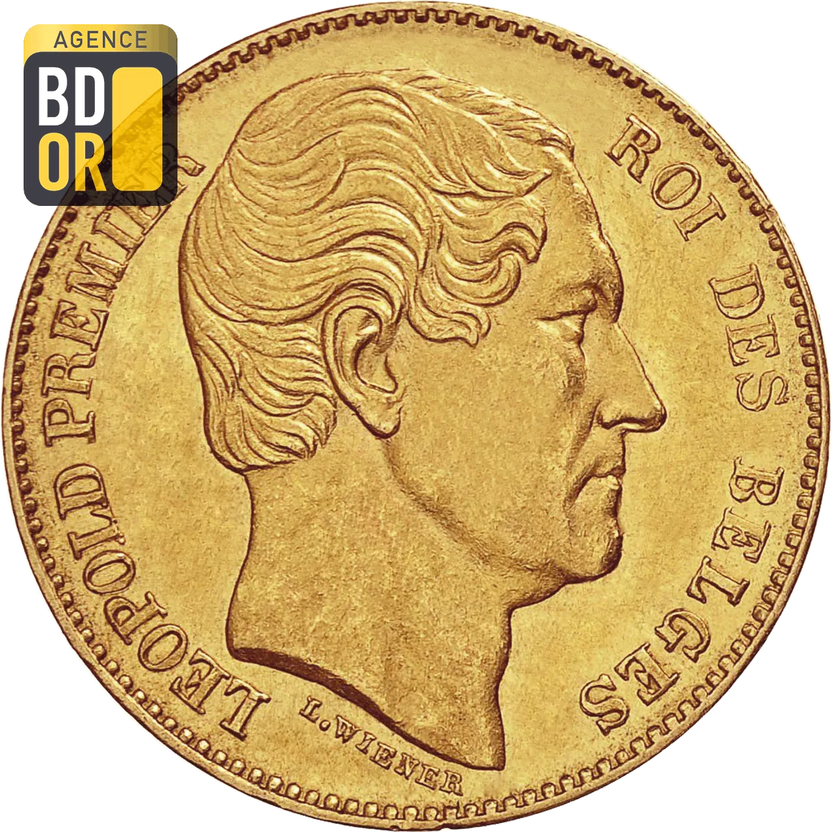 20 Francs Or Belgique Leopold Ier Avers