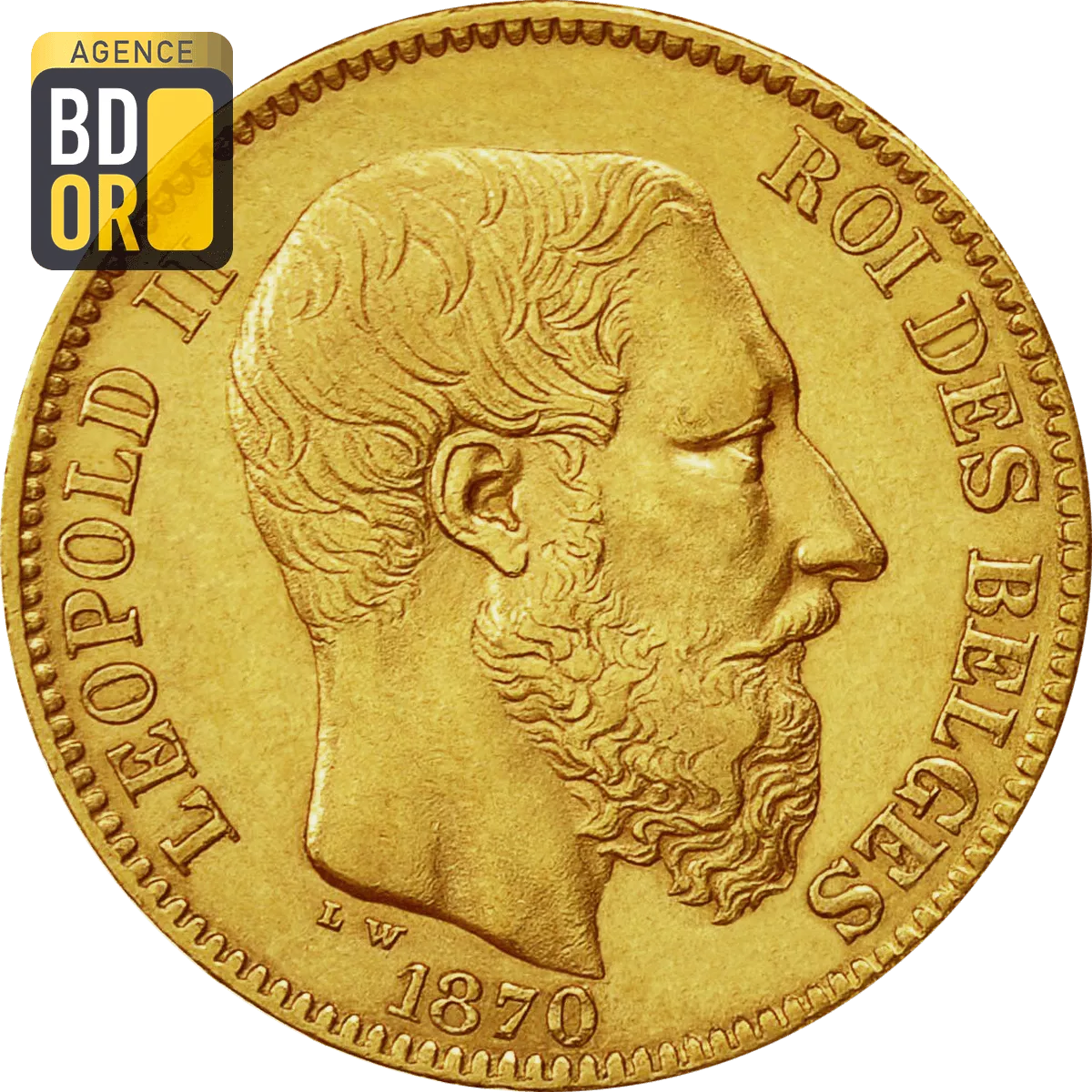 20 Francs Or Belgique Leopold II Avers