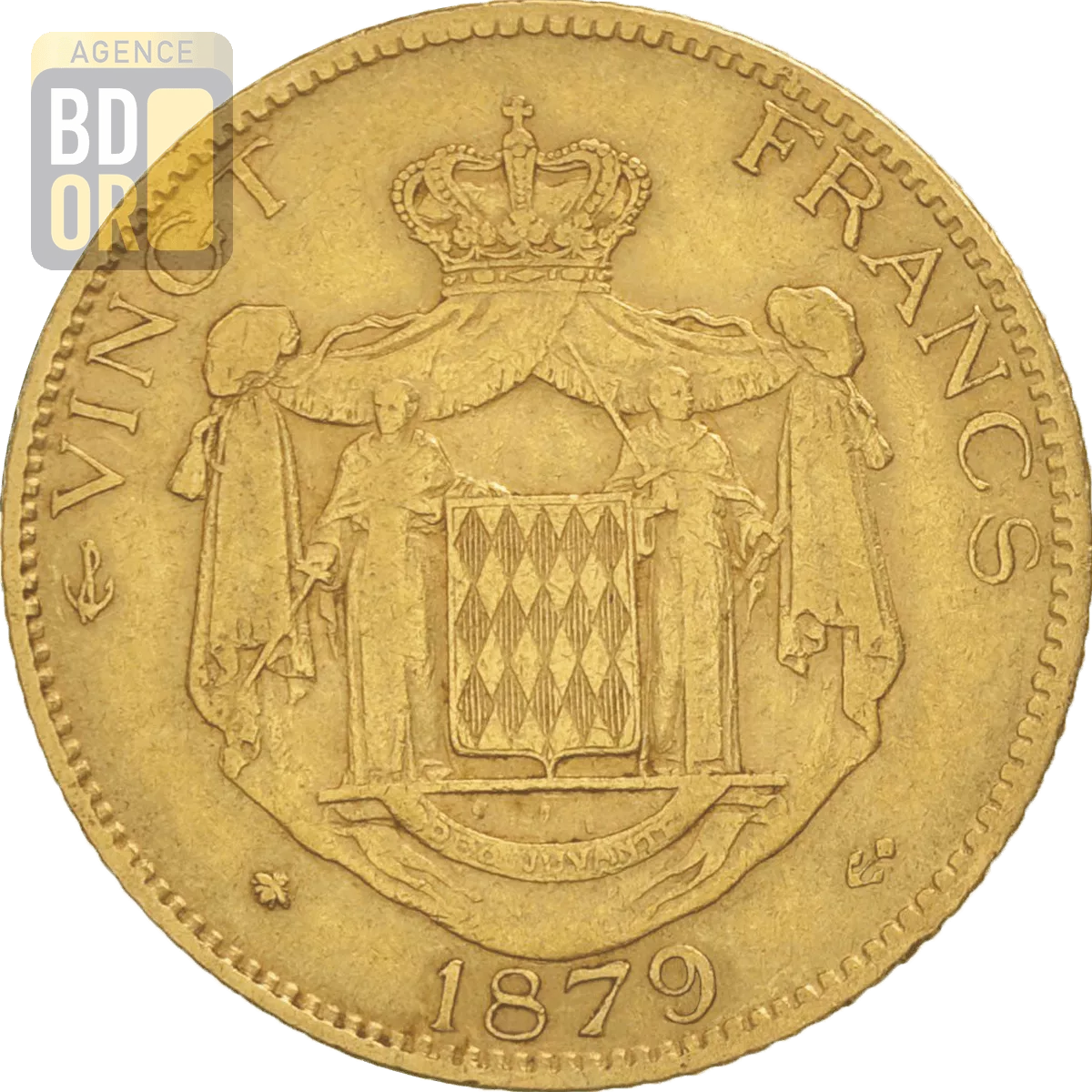 20 Francs Or Monaco Charles III Union Latine Revers