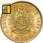 5 mark or Hambourg 1877