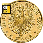 5 mark or Ludwig II 1877