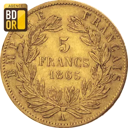 5 Frs Or Napoléon III, Lauré