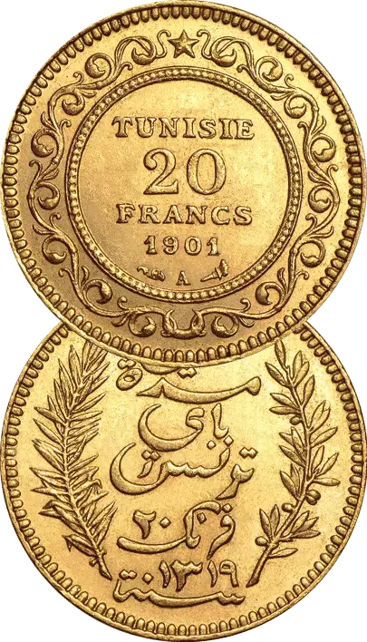 Pièce d'or 20 Francs Tunisie