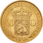 10 Florins Or Wilhelmina Reine 1911