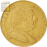20 Francs Or Louis XVIII Buste habillé en Exil 20 Francs Or Louis XVIII Buste habillé en Exil