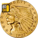 Pièce Or 2,5 Dollars Indien 1908 à 1929 2,5 Dollars Or 1908 à 1929