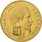 50 Francs Or Napoléon III tête nue revers 50 Francs Or Napoléon III tête nue