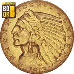 5 Dollars Or Indien 1908 à 1929 