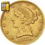 5 Dollars Or 1866 à 1908