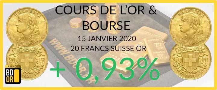 Cours Or 15 janvier 2020 Cours de l'Or du mercredi 15 janvier 2020