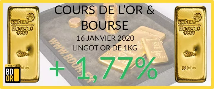 Cotation Or 16 Janvier 2020 Cours de l'Or du Jeudi 16 Janvier 2020