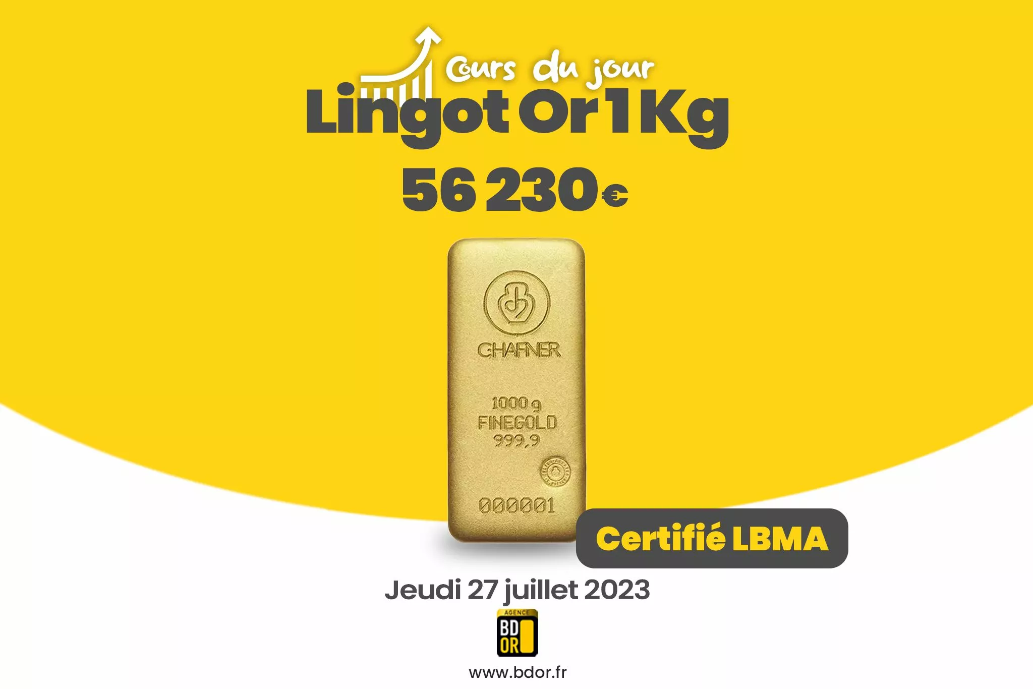 Cours de l'or   jeudi 27 juillet 2023