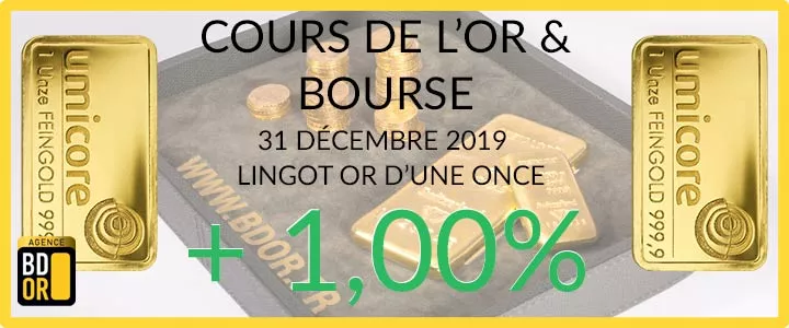 Cours de l'Or du 31 décembre 2019 Cours de l'Or du Mardi 31 Décembre 2019