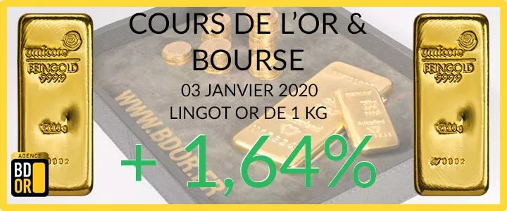 Cours de l'Or du 03 janvier 2020 Cours de l'Or du Vendredi 03 Janvier 2020