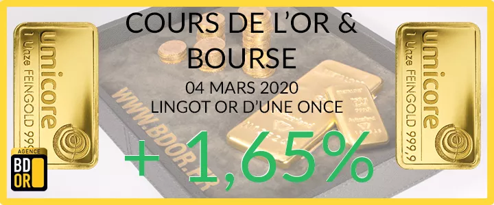 Cours Or du Mercredi 04 Mars 2020 Cours Or du 04 Mars 2020