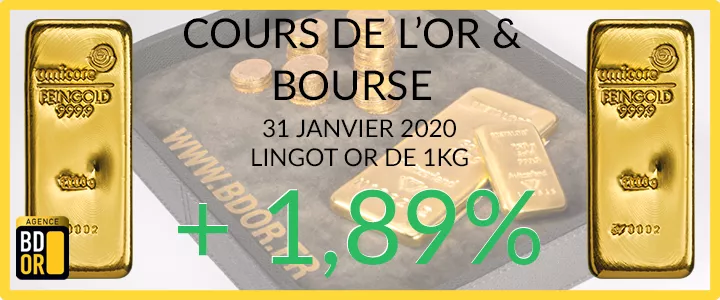 Cours de l'Or du 31 Janvier 2020 Cours Or du 31 Janvier 2020