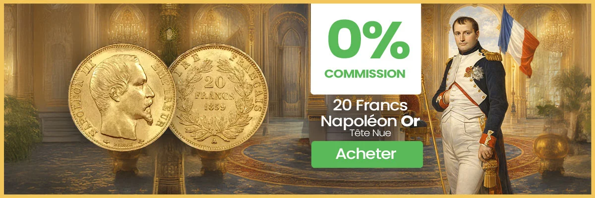 CTA - 0% commission 20 Francs Napoléon Tête nue OR CTA - 0% commission 20 Francs Napoléon Tête nue OR