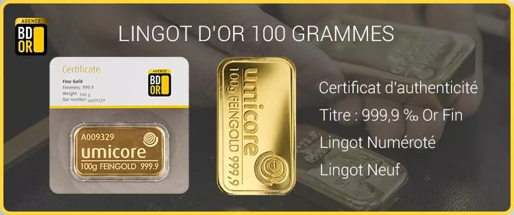 Lingot Or 100 g Lingot d'or 100 Grammes