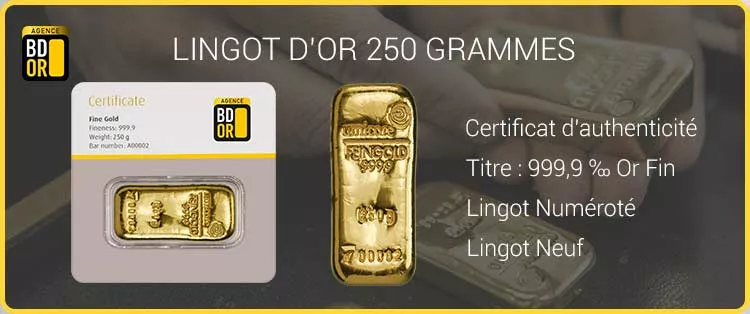 Lingot Or 250 g Lingot d'or 250 Grammes