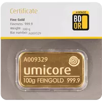 Lingot Or 100g