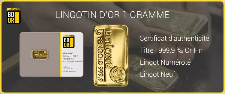 Lingotin d'or 1 Gramme