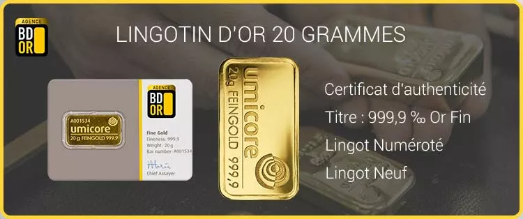 Lingotin d'or 20 Grammes