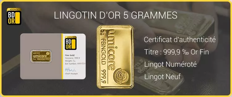 Lingotin Or 5 g Lingotin d'or 5 Grammes