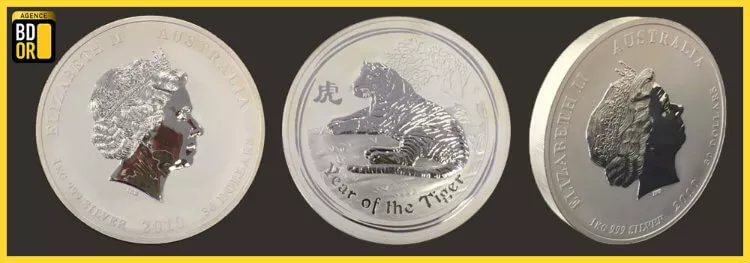 Pièce en Argent Lunar 1kg Pièce en Argent Lunar 1kg 3 faces