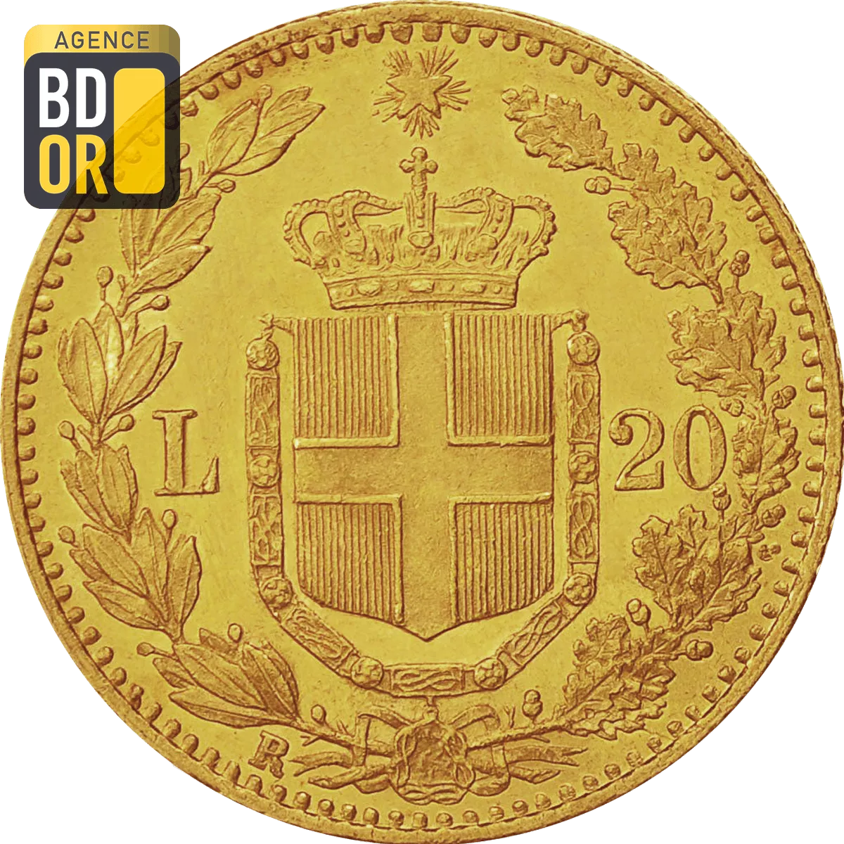 20 Lires Or Italie Humberto Revers