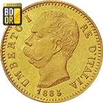 20 Lire Or Union Latine Umberto Ier 1883